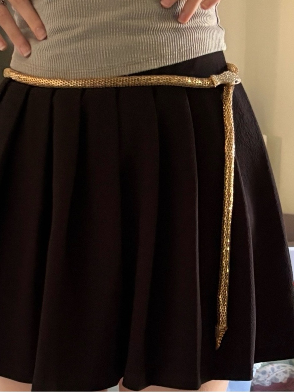 Vintage 40” Gold Mesh Snake Belt Necklace Bendable Choker Rhinestone 70’s / 80’s